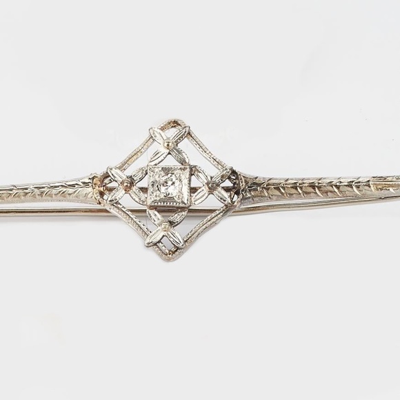 Stunning Vintage 14K Gold Art Deco Diamond Brooch - Picture 6 of 6